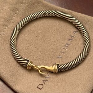 David Yurman Buckle Classic Silver and Gold Cable Bracelet